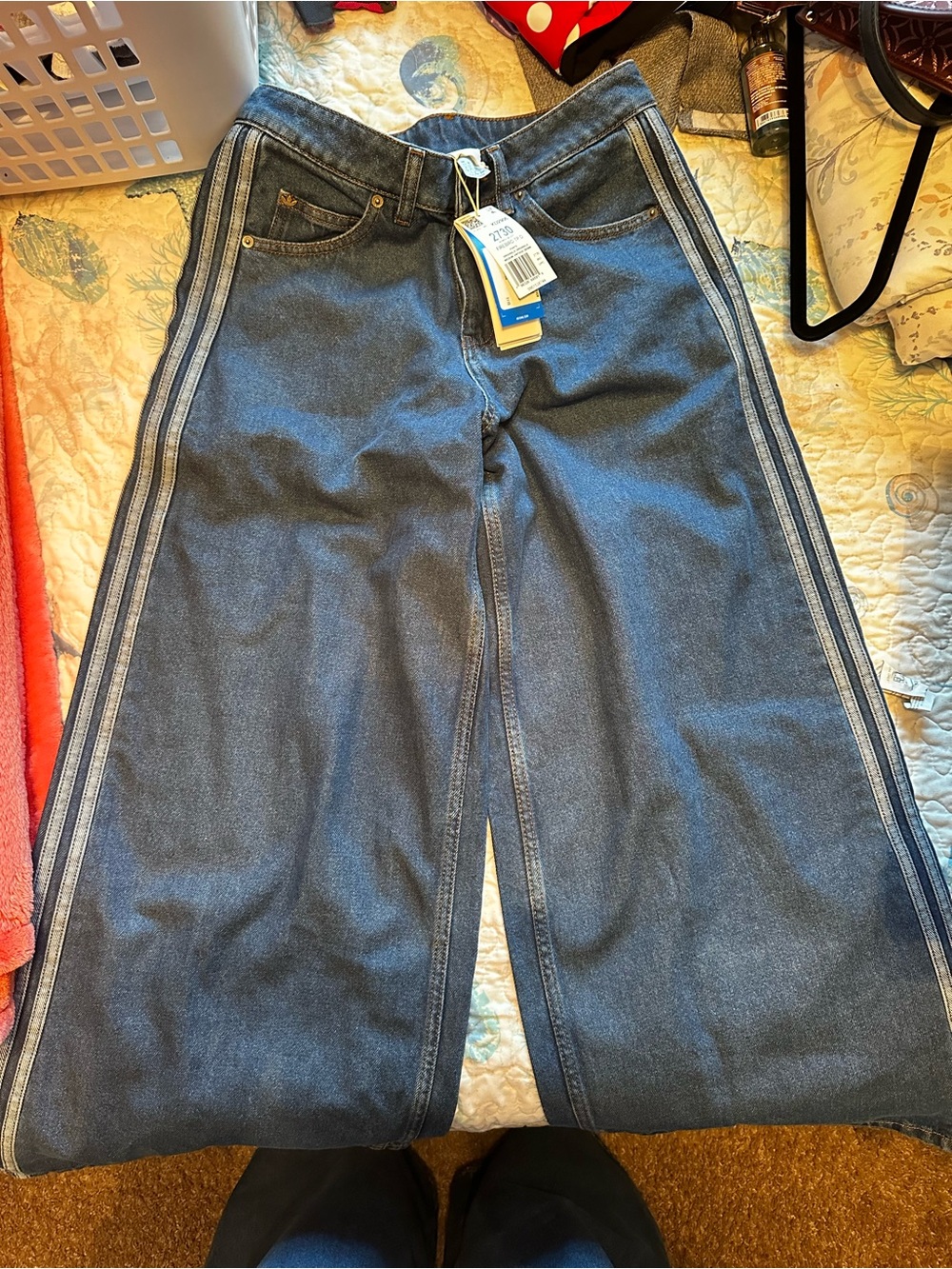 adidas Originals Navy Straight-Leg Pants with Side Stripe - Picture 2 of 2